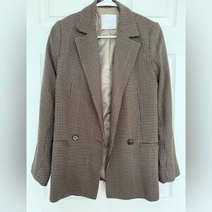 Mango Houndstooth Blazer in Brown and Cream